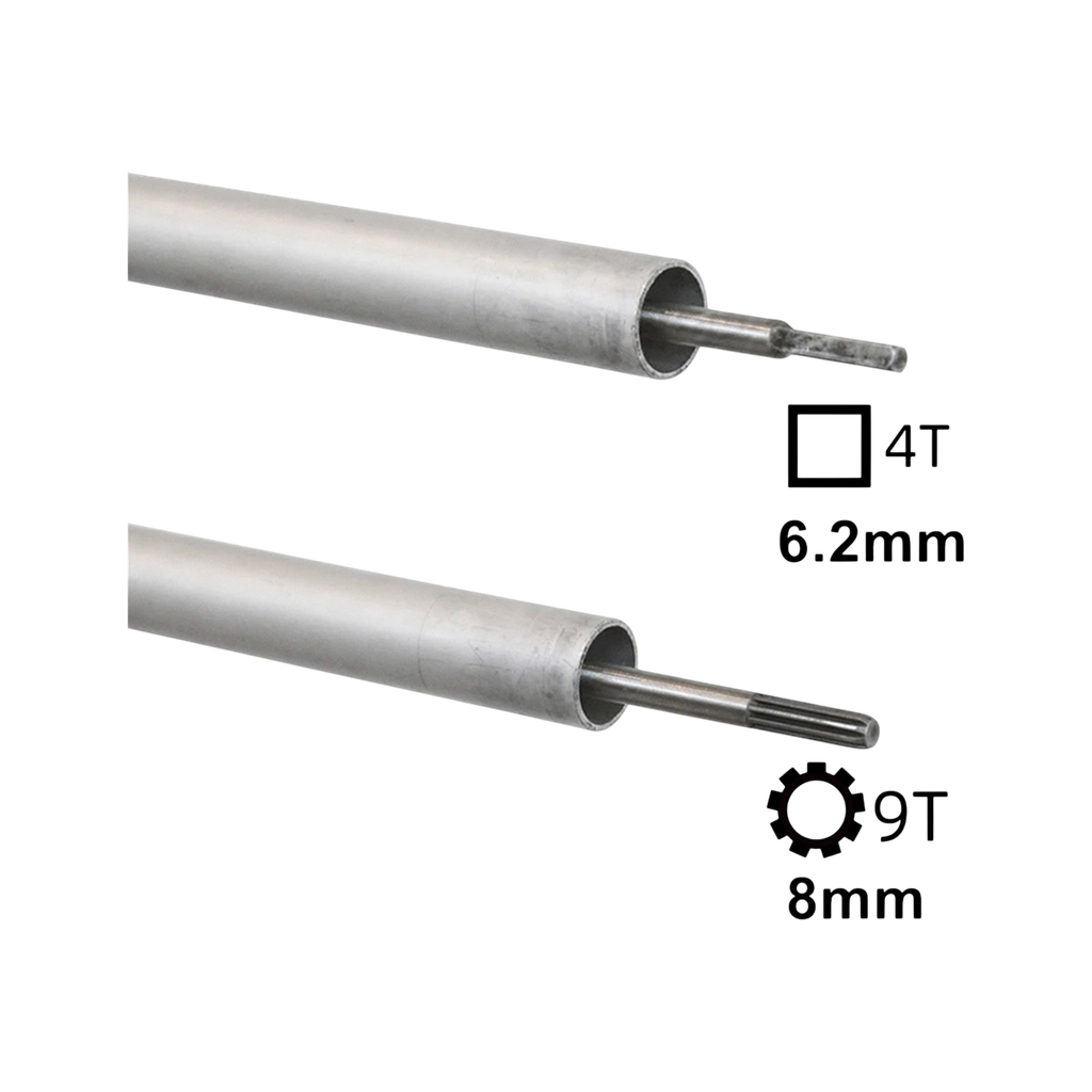 Tubo con eje recto de 4T/9T 6.2mm/9T de 28mm de diámetro, 2mm de espesor y 1545mm compatible con Husqvarna 143RII