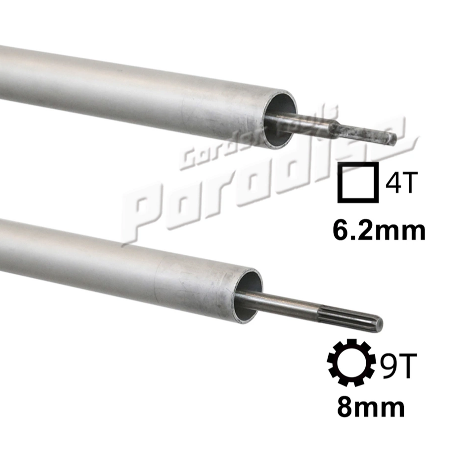 Tubo con eje recto de 4T/9T 6.2mm/9T de 28mm de diámetro, 2mm de espesor y 1545mm compatible con Husqvarna 143RII