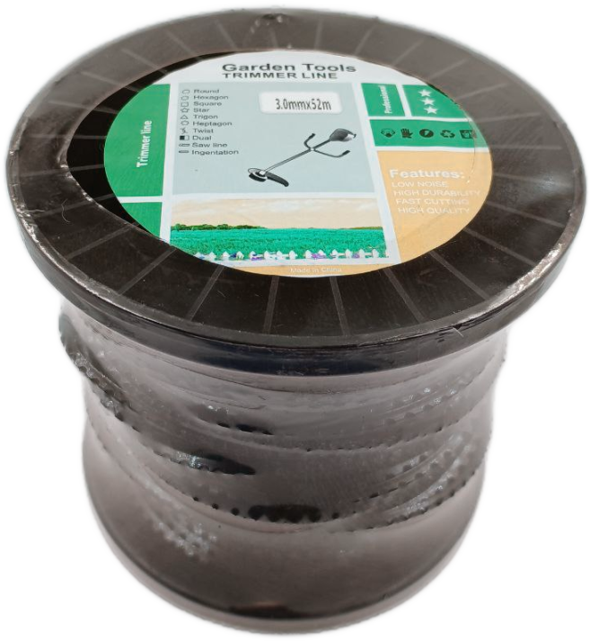 Rollo 52m de línea de Nylon de corte de sección en forma de sierra 3.3mm