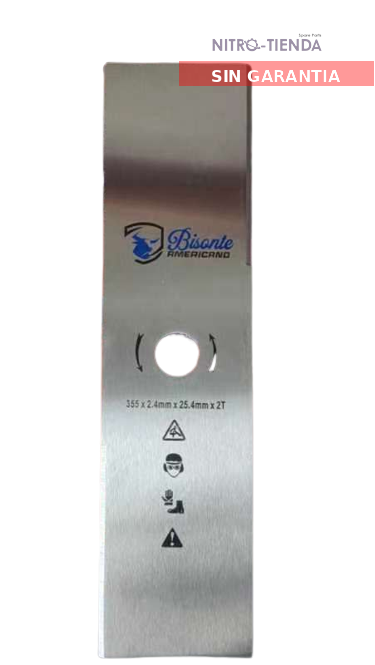 Cuchilla rectangular de motoguadaña Bisonte Americano de 355x25x2.4mm con hueco grande (copia)