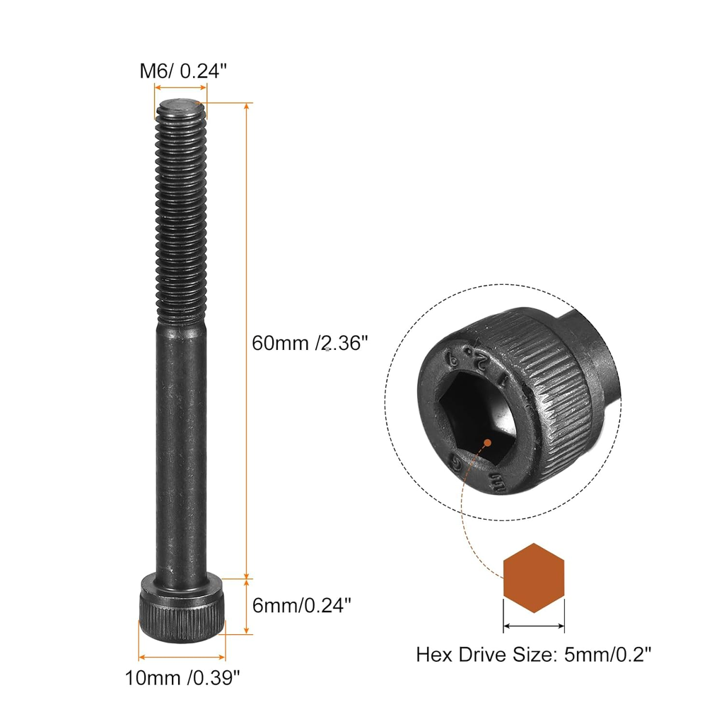 Perno hexagonal M6x60mm para ahoyadoras
