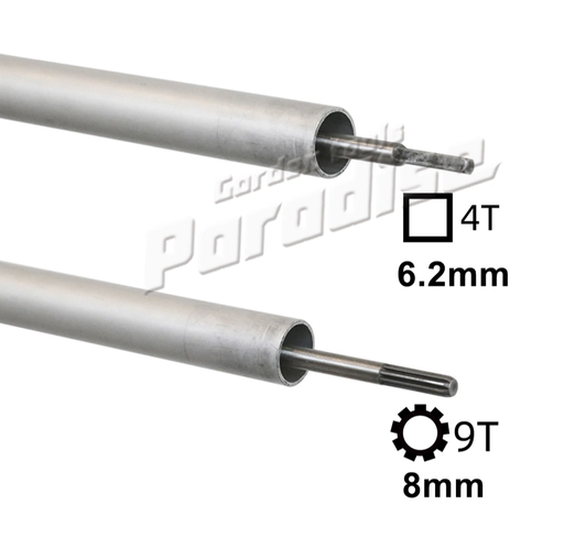 [A1.6.j1] Tubo con eje recto de 4T/9T 6.2mm/9T de 28mm de diámetro, 2mm de espesor y 1545mm compatible con Husqvarna 143RII