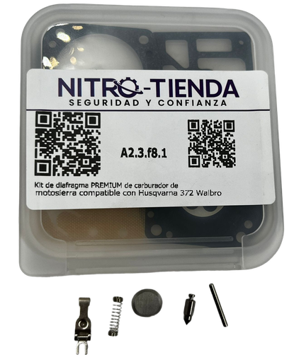 [A2.3.f8.1] Kit de diafragma PREMIUM de carburador de motosierra compatible con Husqvarna 372 Walbro
