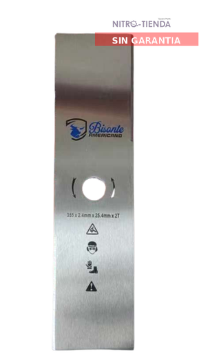 [A1.7.j1.R] Cuchilla rectangular de motoguadaña Bisonte Americano de 355x25x2.4mm con hueco grande (copia)